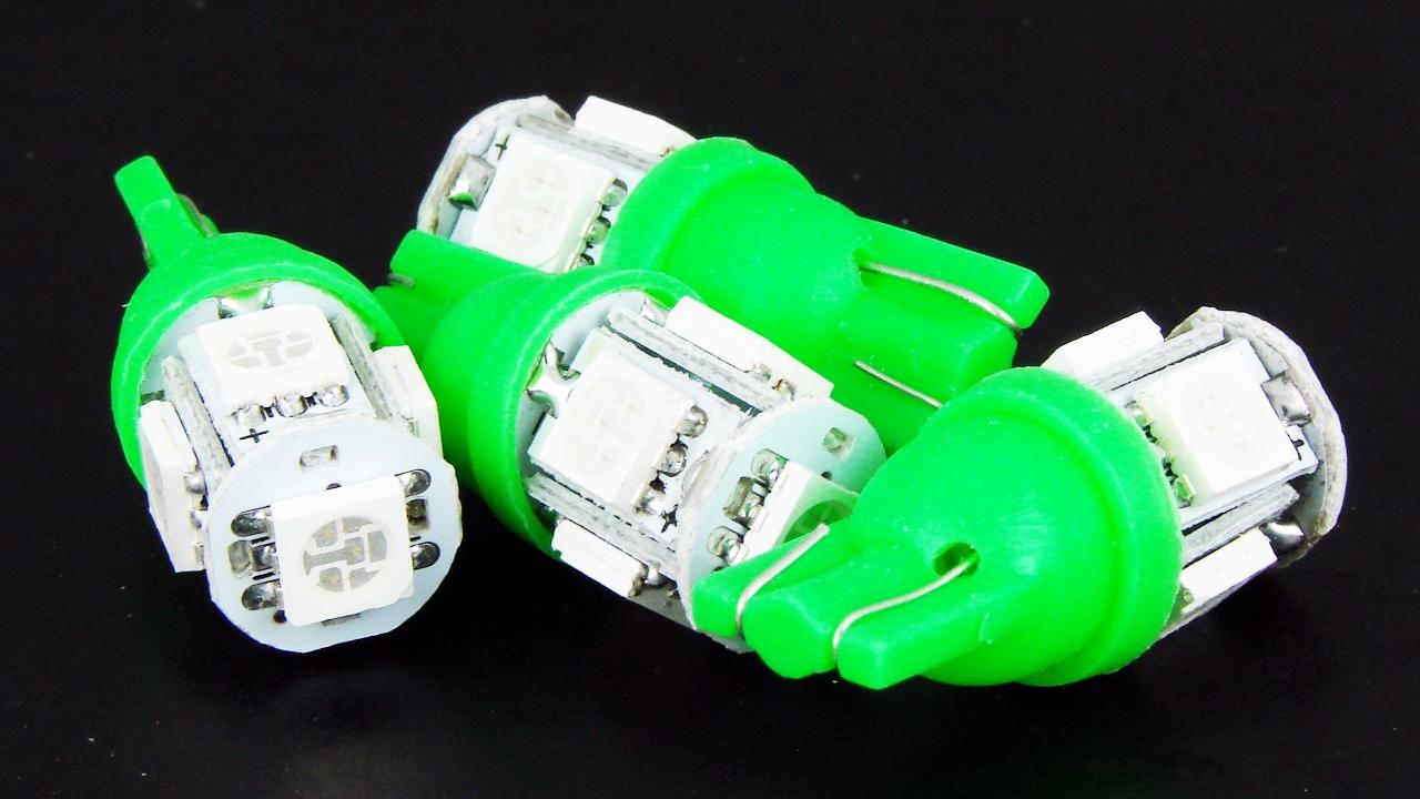   _5 LED green T10 W5W Car Light Bulbs
