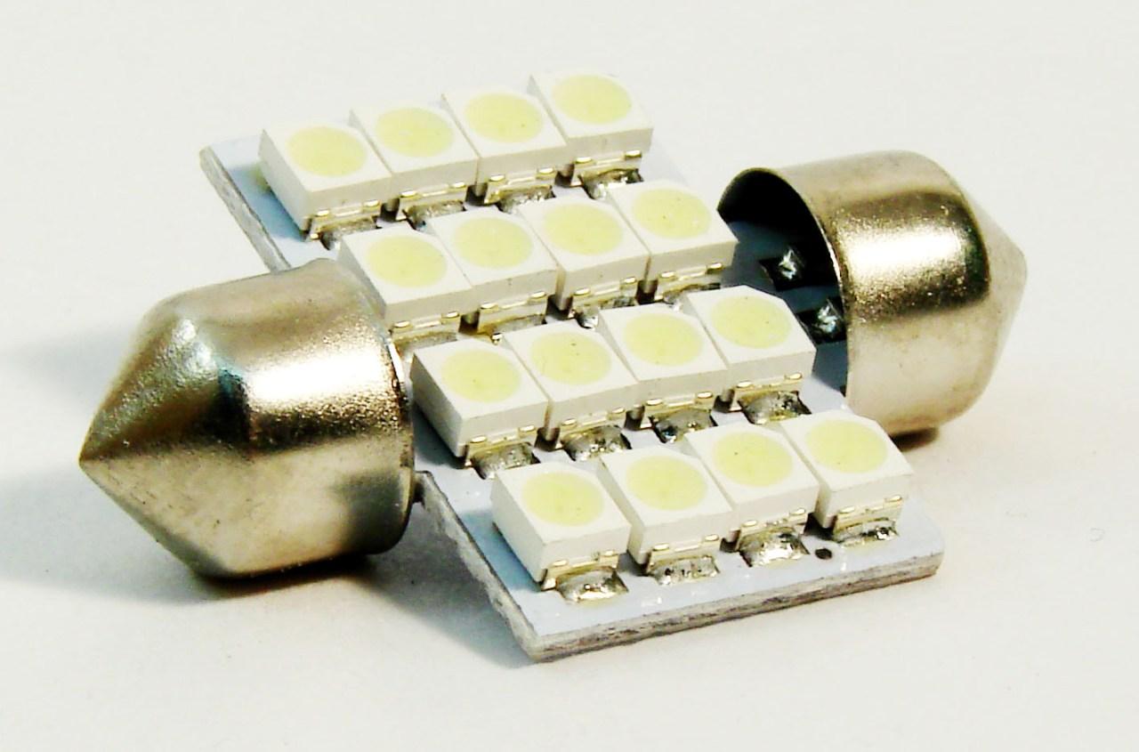   16 LED C5W 31mm White Festoon dome car bulbs
