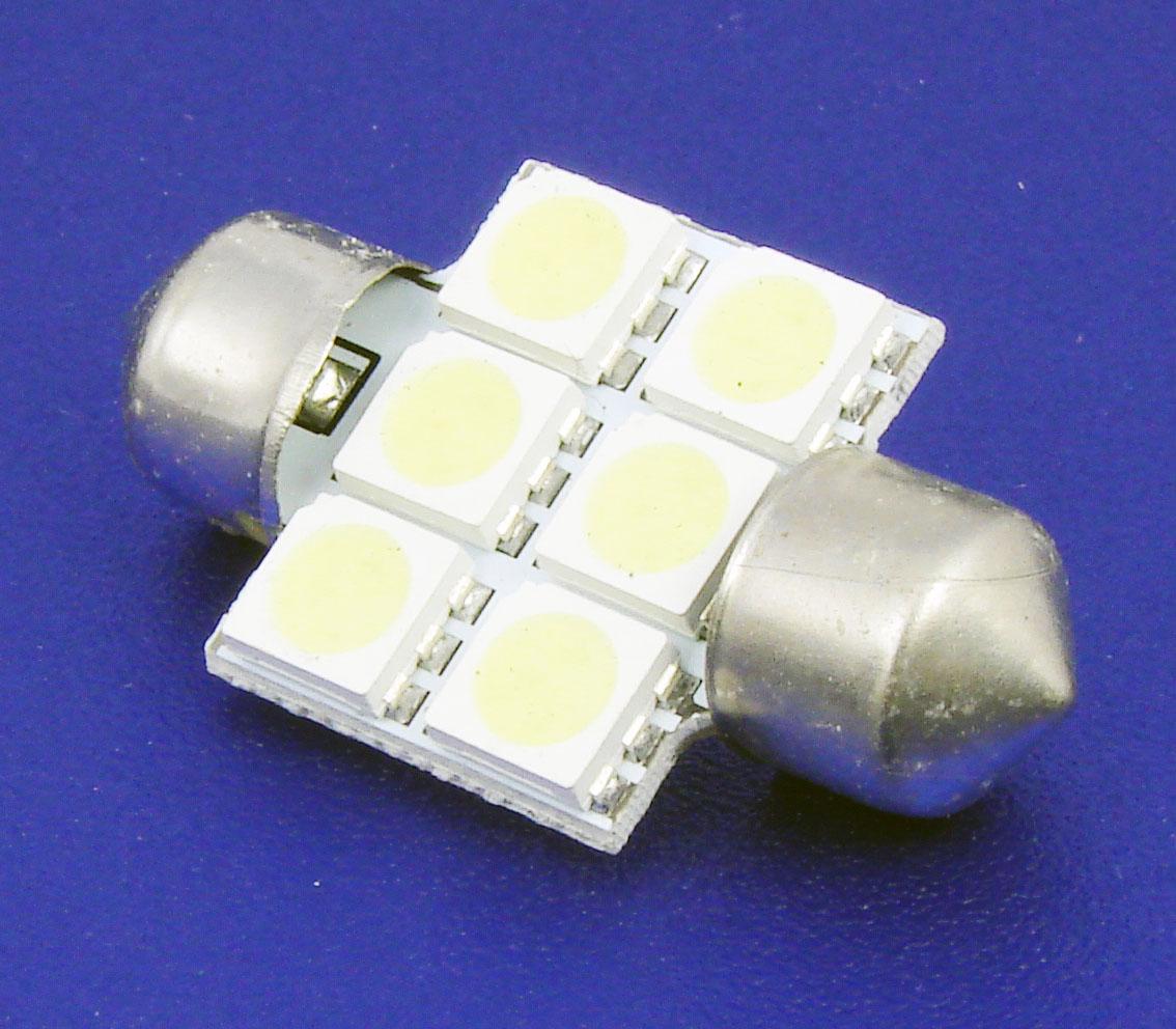   _6 LED C5W 32mm White car interior light dome bulbs