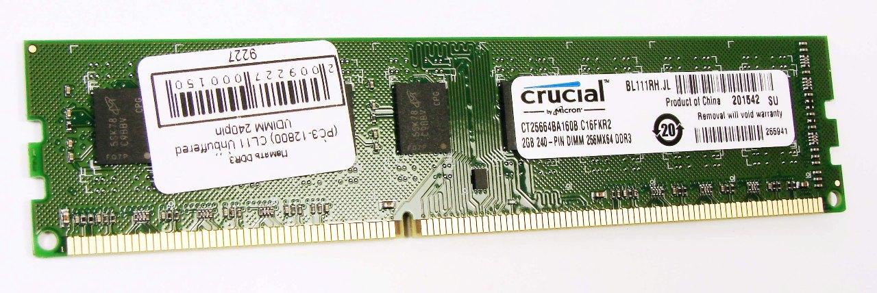  DDR3 2048Mb 1600MHz Crucial (CT25664BA160B(J)) RTL (PC3-12800) CL11 Unbuffered UDIMM 240pin