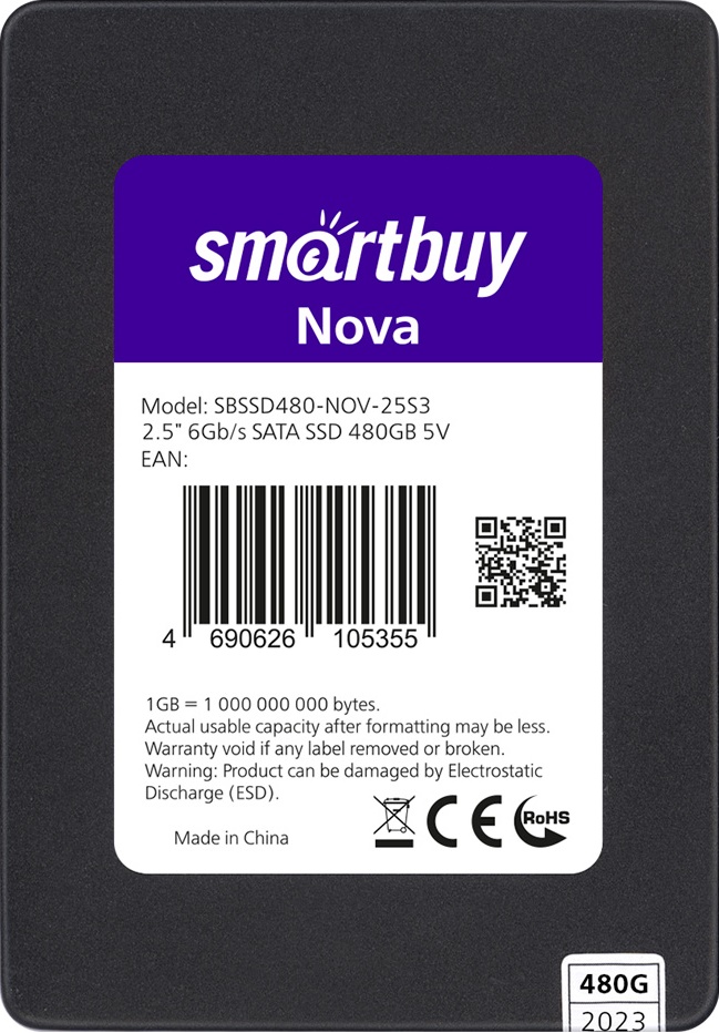   SSD SmartBuy SATA3  480Gb Nova, SATA-III, R/W - 520/490 MB/s, TLC