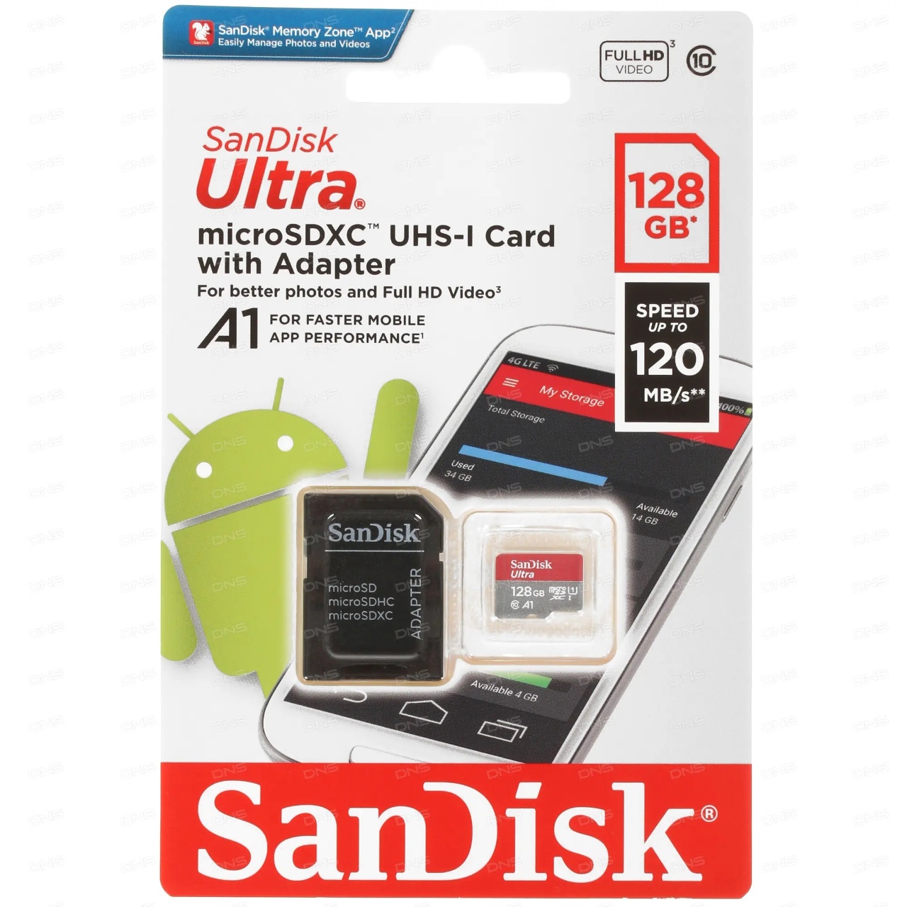   _32Gb microSDHC Class10 Sandisk Ultra UHS-I A1 120 Mb/s   (SDSQUA4-032G-GN6MN)